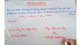 What is metamerism  class 11 organic chemistry [upl. by Adyol831]