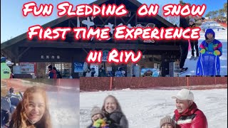 Fun Sledding on Snow  First time experience ni Riyu [upl. by Tuneberg298]