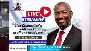 VC Prof Kiama addresses Staff and Students on 8th May 2020 [upl. by Anna]