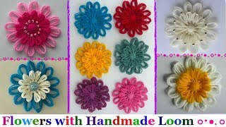 How to make loom flowers with handmade loom maker step by step  Easy loom flowersdiy [upl. by Dexter597]