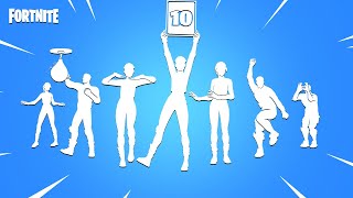 All Popular Fortnite Dances amp Emotes Perfect Score Social Climb The Giant Chicken Slim Shady [upl. by Vonny422]