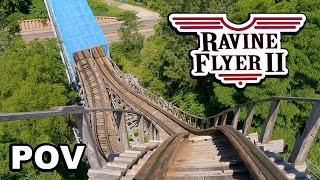 Ravine Flyer II Front Row POV Waldameer  Gravity Group Wooden Roller Coaster [upl. by Gretal]