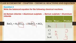 Al2SO43  3BaCl2→ 2AlCl3  3BaSO4  Barium chloride  Aluminium sulphate → Barium sulphate  Alumi [upl. by Durr742]