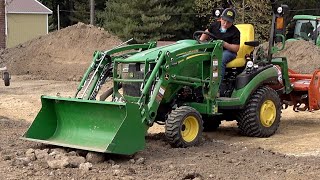 DIY LANDSCAPE GRADING Deere 1025R 4044R 4066M and Ventrac [upl. by Malvin493]