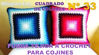 Como tejer el Cuadrado o muestra de colores N° 33 a crochet para colchas y cojines paso a paso [upl. by Annehsat]