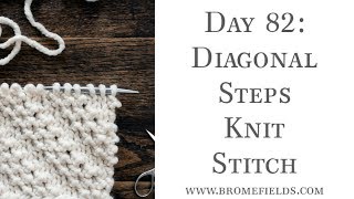 Day 82  Diagonal Steps Knit Stitch  100daysofknitstitches [upl. by Nnairrek]