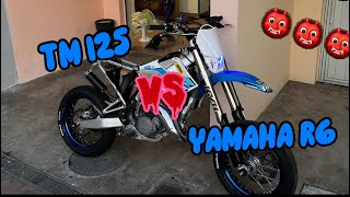 YAMAHA R6 VS TM 125🧐 [upl. by Selig652]