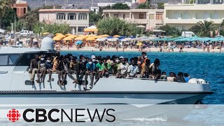 Lampedusa flooded with thousands of migrants [upl. by Nollahp]