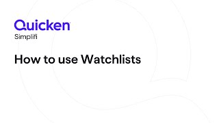 Quicken Simplifi  How to Use Watchlists [upl. by Sander]