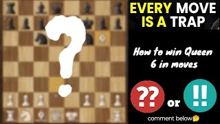 How to win the queen in 6 moves  Chess Tricks and Traps to Win Games Fast [upl. by Colbye]