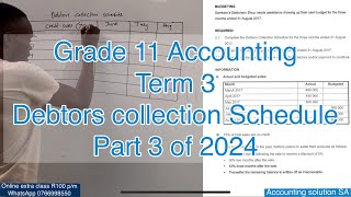 Grade 11 Accounting Term 3  Debtors Collection Schedule  Cash Budget Part 3 of 2024 [upl. by Sykleb532]