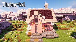 Minecraft How To Build a Cherry Blossom Starter House 🏠 Tutorial [upl. by Ynafetse943]