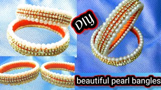 Pearl banglessilk thread banglesbridal side bangles at homesimple diycraft ideasbeads bangles [upl. by Grim]