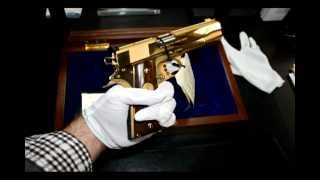 24K Gold Colt 1911 Pistol Gold Cup National Match 45ACP [upl. by Cacie]