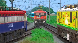 THREE TRAIN CROSSING AT SAME TRACK  BUMPY RAILROAD  Train Simulator  Railworks 3  NTG GAMING [upl. by Ennael]