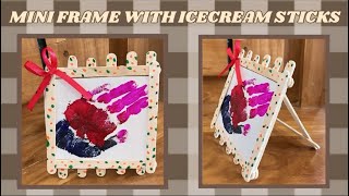 DIY EASY MINI FRAME WITH ICECREAM STICKSIce Cream Stick Recycling IdeaEasy Frame Making [upl. by Joung875]