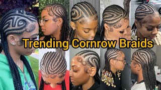 Trending Cornrow Braids 2024  Elegant Straight Back Cornrows  Braided Half Cornrow Hairstyles [upl. by Reggy953]