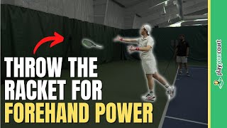 Throw The Racket For Forehand Power On Court Lesson With Nate [upl. by Tiny]