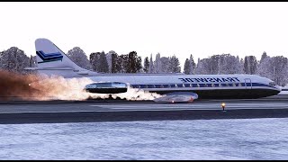 Caravelle Jet Crashes on Takeoff at Stockholm Airport  Transwede Sud Aviation SE210 [upl. by Froma]