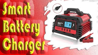 Smart Battery Charger  ATian Automatic Battery Maintainer Auto Volt Detection with LDC Display [upl. by Anahahs95]