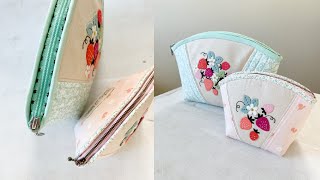 How to sew Clamshell Zipper Pouches  Sewing Pattern  Beginner Friendly Sewing [upl. by Ramal578]