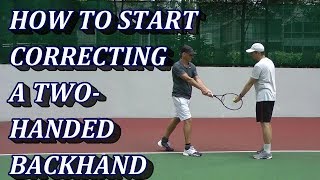 Correcting A TwoHanded Backhand Tennis Stroke  Whats The Mental Image [upl. by Benedic67]