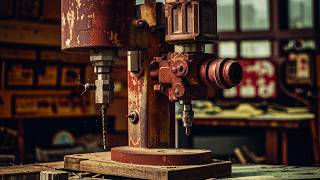 Restoration of a 50 year old Huge Rusty Drill Press Awesome result [upl. by Esiled]