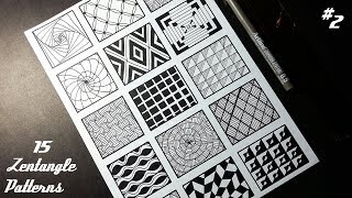 15 Zentangle Patterns  Part 2  Tutorial [upl. by Hnoj]