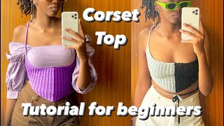 Crochet corset top beginner friendly tutorial🧶 crochettutorial crochettop beginnerfriendly [upl. by Ielak]