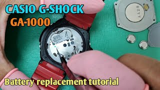 How to change battery Casio GShock GA1000TrendWatchLab Watch repair channel [upl. by Agiaf]