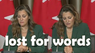 Deputy PM Freeland is lost for words when asked about tribute to exNazi Ukrainian in Parliament [upl. by Nerro]