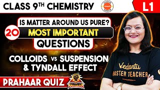 20 Most Important Questions Is Matter Around Us Pure  Colloids Vs Suspension amp Tyndall Effect [upl. by Rexana]