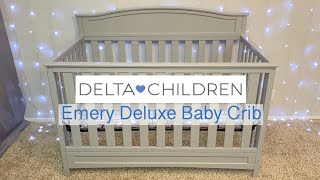 Delta Children Emery Deluxe 6in1 Convertible Crib  Unboxing Assembly and Review [upl. by Pegg]