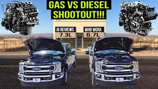 Ford 67L Diesel VS 73L Gas 060 Shootout Has The Gas Finally Caught Up To The Choked Out Diesels [upl. by Larok227]