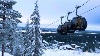 Finland Levi Zero Point Levi Express Gondola Ride in Winter [upl. by Novek]