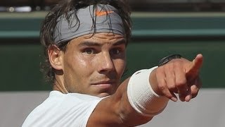 Novak Djokovic touches the net Rafael Nadal reaction  Roland Garros 2013  Semifinal  Tennis [upl. by Nalorac]