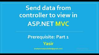 MVC  Passing DATA from Controller to View  Part 2 [upl. by Eduam]