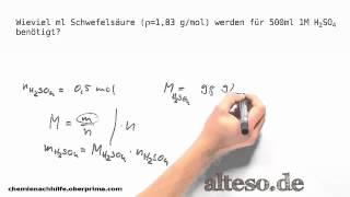 Stöchiometrie  Stoffmenge und Volumen berechnen  Schwefelsäure [upl. by Ledba636]