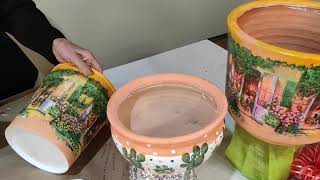 decora macetas de barro con técnica de decoupage con servilleta y forma un bonito jardín en tu casa [upl. by Vernon]