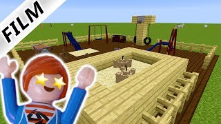 JULIAN BAUT SPIELPLATZ BEI MINECRAFT MIT RUTSCHE SANDKASTEN SCHAUKEL  Playmobil Film Deutsch [upl. by Nilrah]