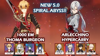 NEW 50 Spiral Abyss 1000 EM Thoma Burgeon amp Arlecchino Hypercarry Floor 12 Genshin Impact [upl. by Eiznekcam]