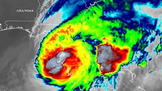 Satellite video shows Hurricane Milton moving over Florida [upl. by Rimaj809]