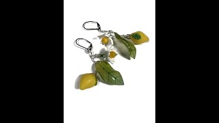 Create shrink plastic earrings using wire wrapping and resin lemon charms [upl. by Lisabet864]