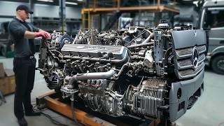 Man Fully Assembles Mercedes TRUCK ENGINE Perfectly  Start to Finish by truckschannelrazborgruz [upl. by Gnilhsa]