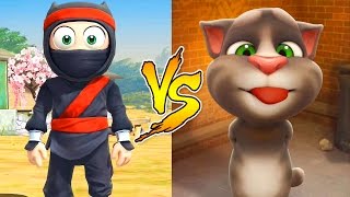 Talking Tom and Friends VS Clumsy Ninja  Cartoon Games Kids TV [upl. by Dlawso]