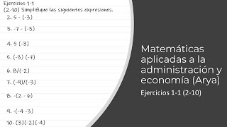 Matemáticas aplicadas a la administración y economía Arya Ejercicios 11 210 [upl. by Enrak]