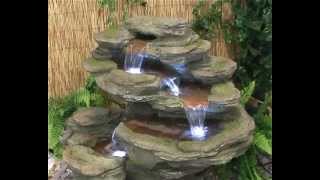 Ogen River Leap 4 Tier Cascading Water Feature with LED Lights [upl. by Cyrie]