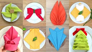 8 Easy and Beautiful Napkin Folds for Celebrations  Video Tutorial  Episode 48 [upl. by Tomlinson504]