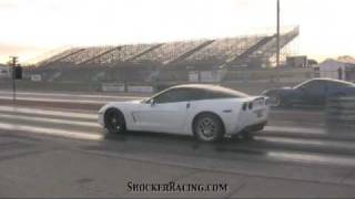 Corvette C6 Drag Race  2006 ECS Supercharged Corvette vs 2007 Cam and Heads Vette [upl. by Purdum114]