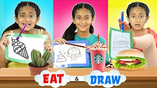 Eat and Draw Challenge  24 HOURS Food Challenge  MyMissAnand [upl. by Bohi]